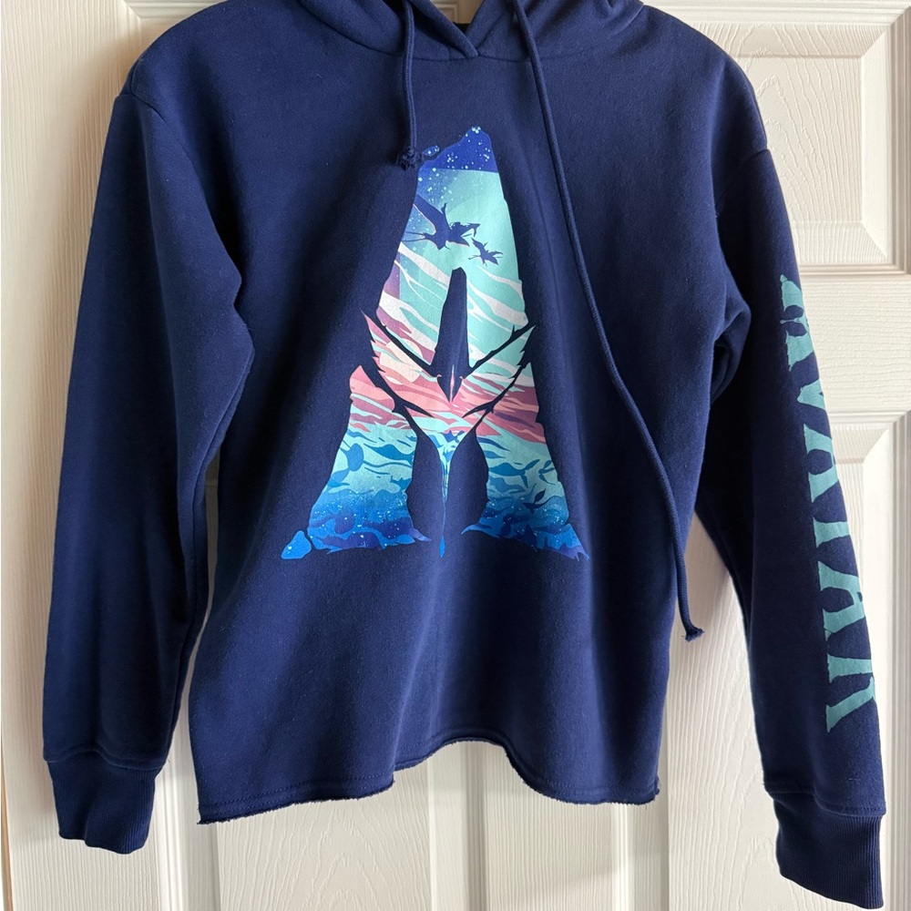 Avatar The Way of Water Navy Blue Graphic Hoodie cropped Small